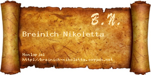 Breinich Nikoletta névjegykártya